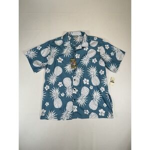 Haggar Mens Hawaiian Shirt XXL‎ Short Sleeve Button Tiki Lounge Pineapple NWT